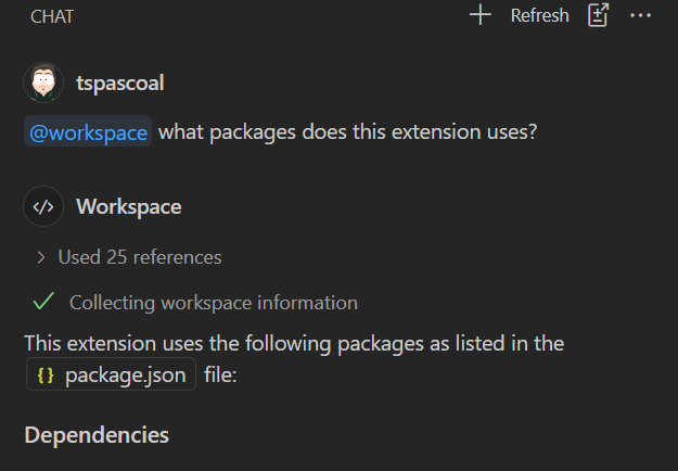 Running a workspace prompt with no explicit context